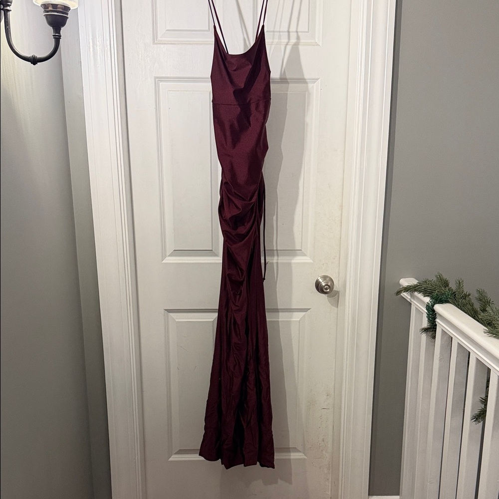 Scala Burgundy Maxi Dress with Spaghetti Straps